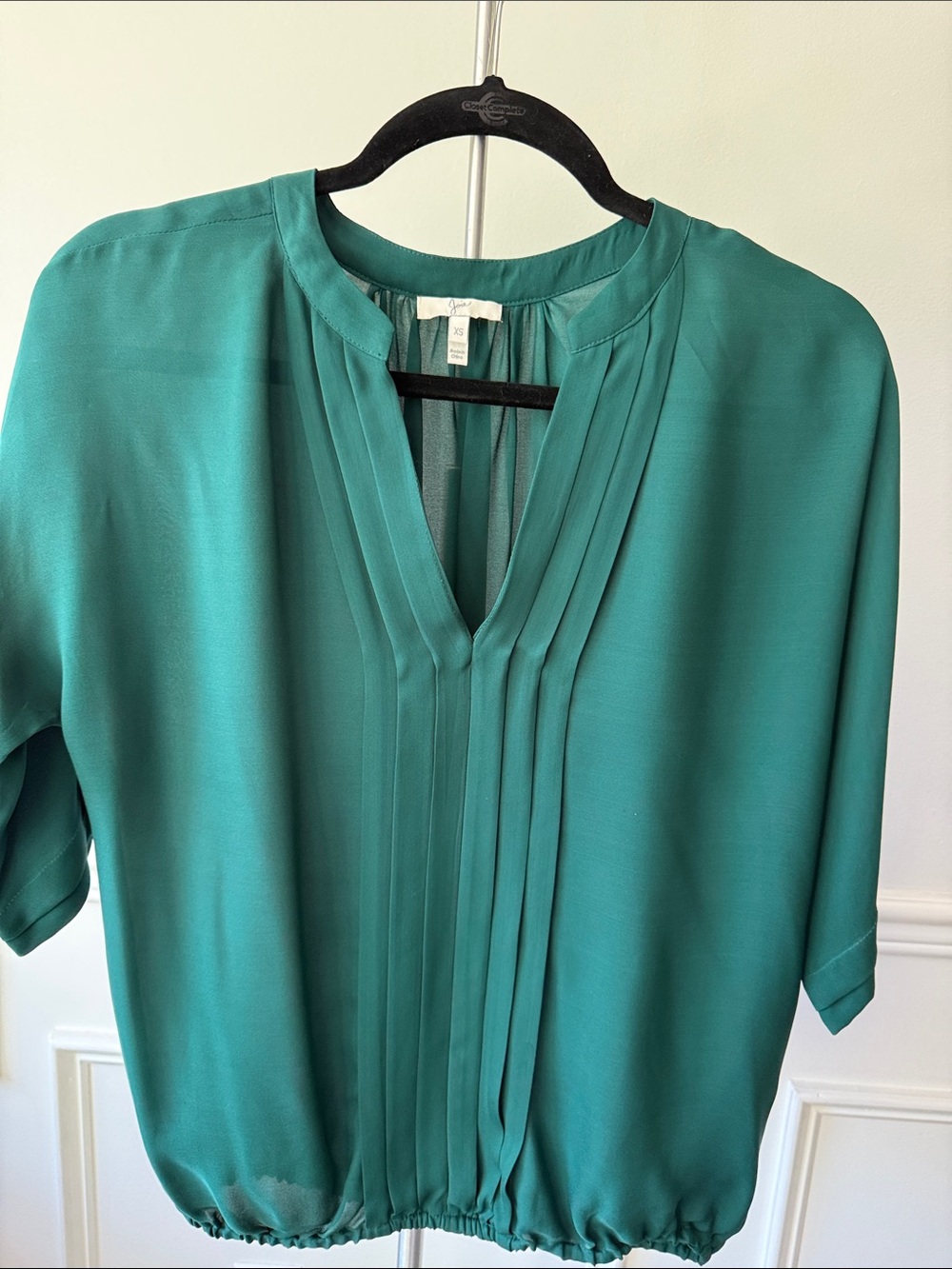Joie Teal Pintuck V-Neck Blouse